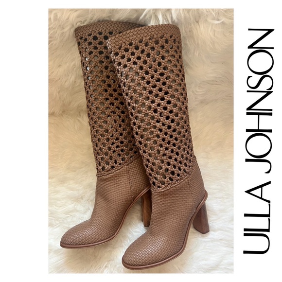 Ulla Johnson Shoes - New! ULLA JOHNSON Hannah Woven Perforated Heeled Leather Boots
